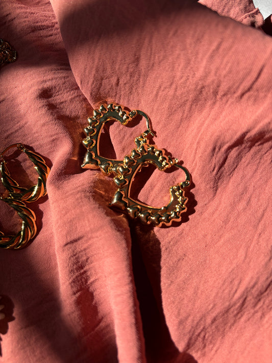 Maya Heart Bamboo Hoops