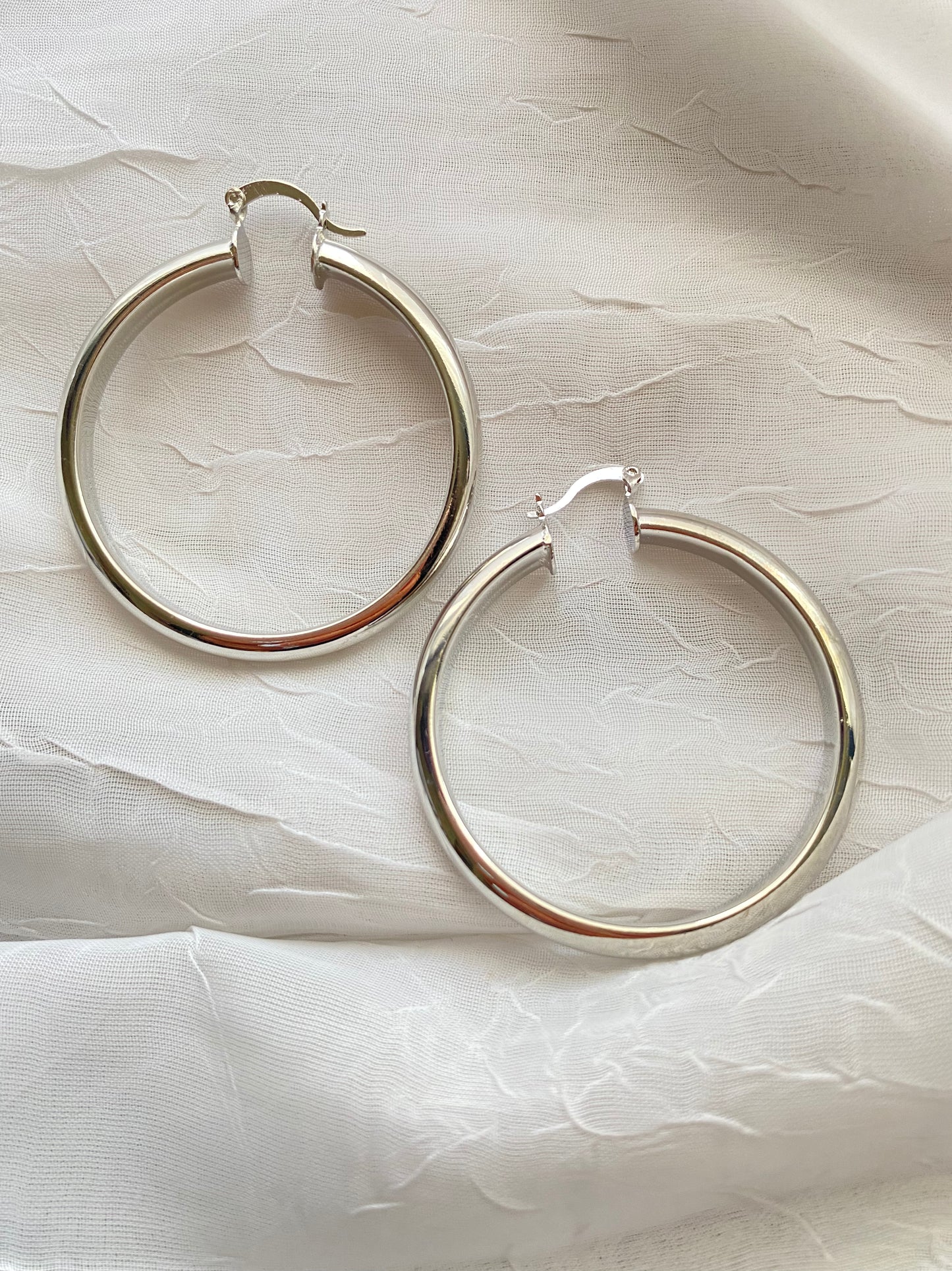 Penelope Medium Silver Hoops