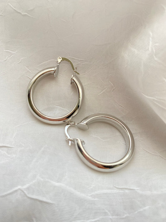 Penelope Silver Small Hoops